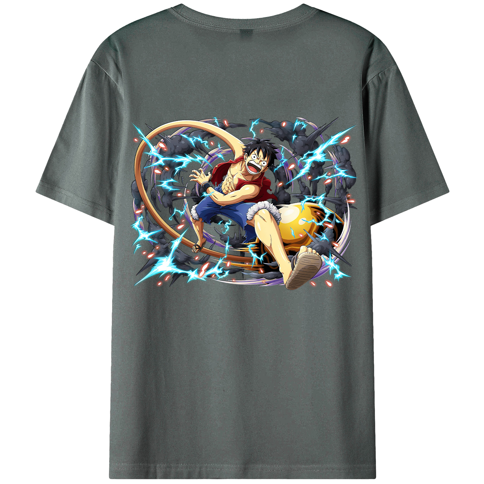 ワンピース モンキー・D・ルフィ ONE PIECE Monkey D. Luffy 綿100％ メンズ半袖Tシャツ（バックプリント） 通気性